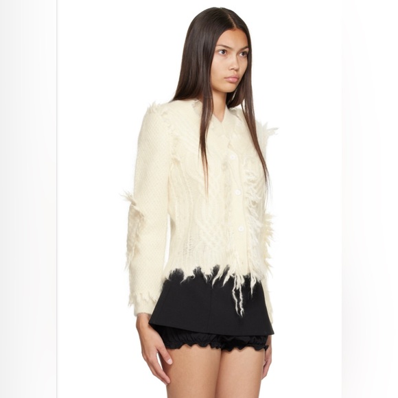 Shushu/Tong Women’s Off-White Distressed Patchwork Cardigan - Picture 2 of 16